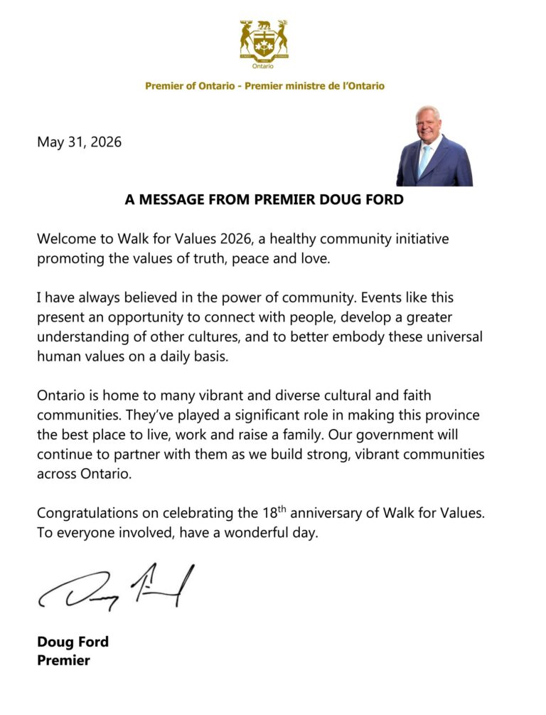 Walk for Values 2026 Toronto - Message from Premier Doug Ford